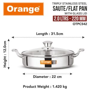 Orange Stainless Steel Fry Pan 22cm