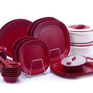 Varmora Dinner Set Plain Color Maroon