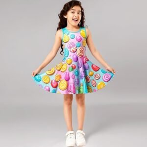 Girls Printed Knee Length Frocks