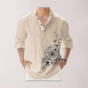 Cotton Blend Mandarin Collar Self One Design Full Sleeve