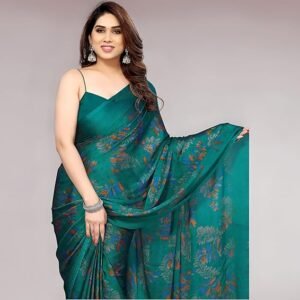 MIRCHI FASHION Saree for Woman Chiffon Leaf Printed