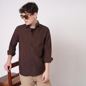 Men's Brown Slim Fit Casual Shirt
